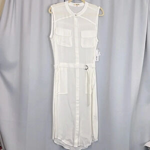 NEW LaMade Women’s M‎ Pockets Belt Rayon Blend Sleeveless Midi Dress